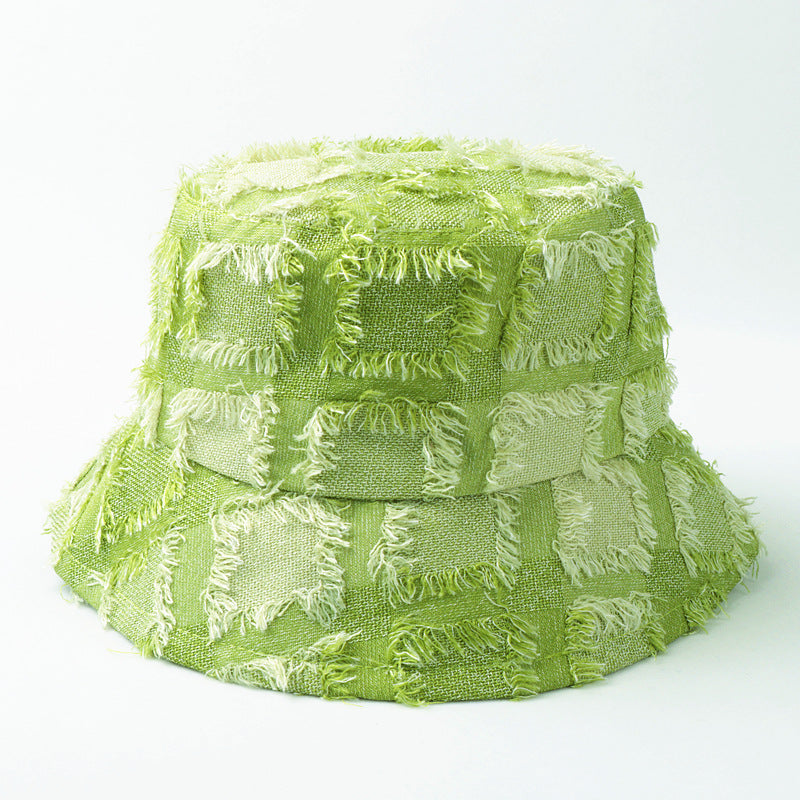 Rugged Plaid Fisherman Hat For Women's New Fashion Casual Sun Protection