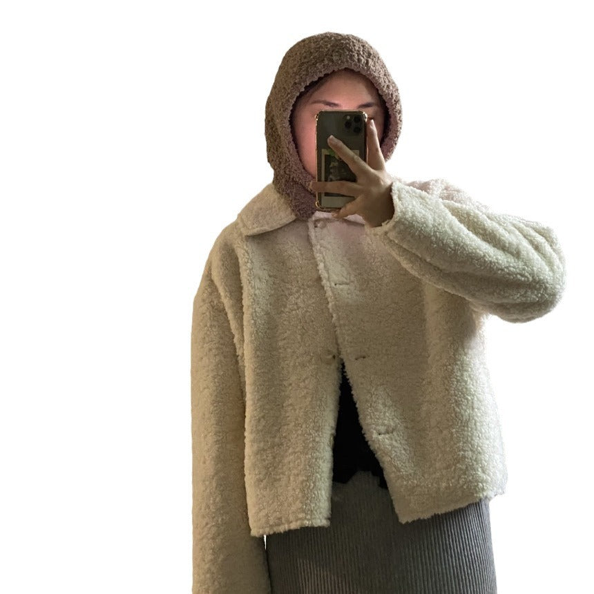 Scarf Hat All-in-one Warm Keeping Plush Bonnet
