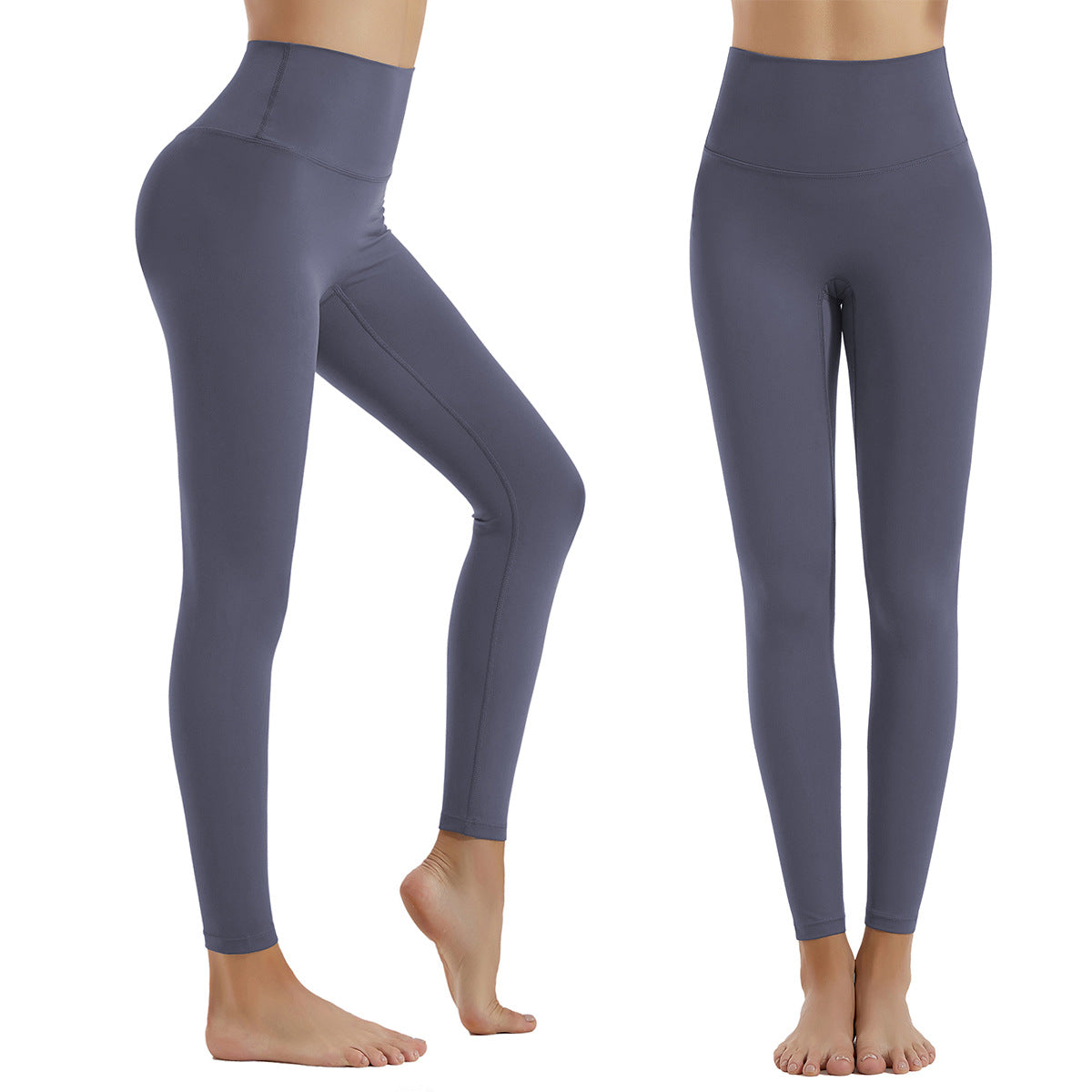 Nye europæiske og amerikanske ensfarvede fashion højtaljede sportsfitness yogabukser