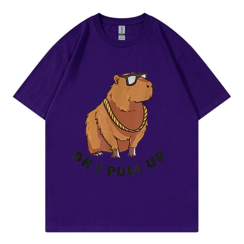 Printed Hip Hop Loose Short-sleeved T-shirt Men's Fashion Hong Kong Style Youth