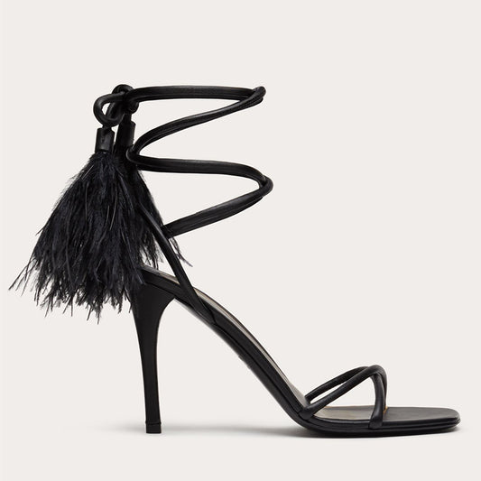 Lace-up Feather Versatile One-Line Roman Sandals