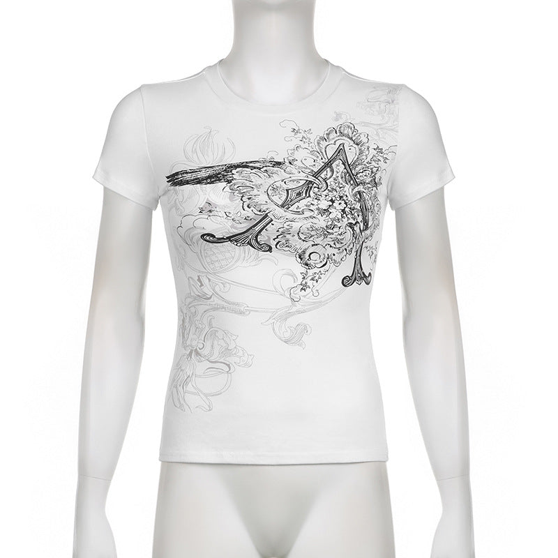 Retro Slim-fit Kortærmet T-shirt til kvinder