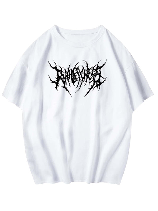 Dame T-shirt med korte ærmer, bogstavprint, afslappet løs pasform, korte ærmer, pullover, rund halsudskæring