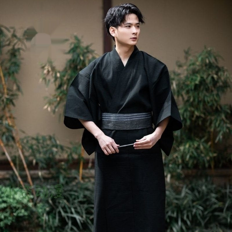 Men's Kimono Samurai Robe Bathrobe Japanese Style