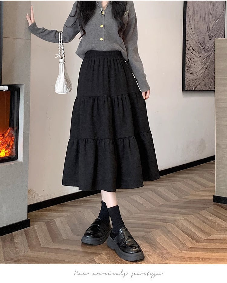Women's High Waisted Versatile A-line Skirt With Large Hem