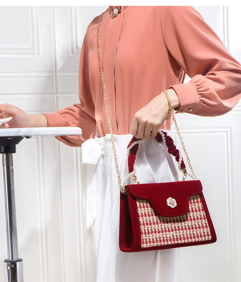 Women's Wedding Bag Bridal Bag High-grade Women's Elegant Red Niche Red Small Bag Portable