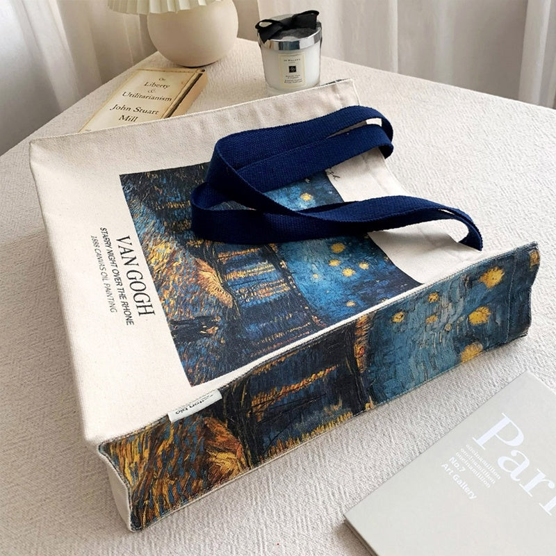 Van Gogh Museum Starry Sky On The Rhona River Zip Canvas Bag