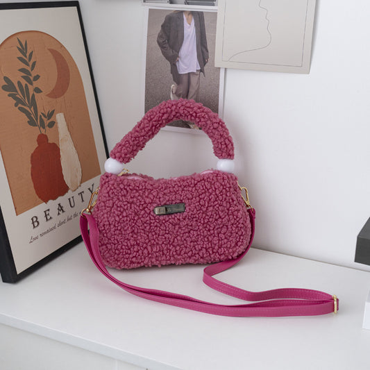 Women's Fashionable Lamb Wool Shoulder Messenger Bag