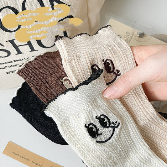 Ins Style Embroidered Face College Style Hose