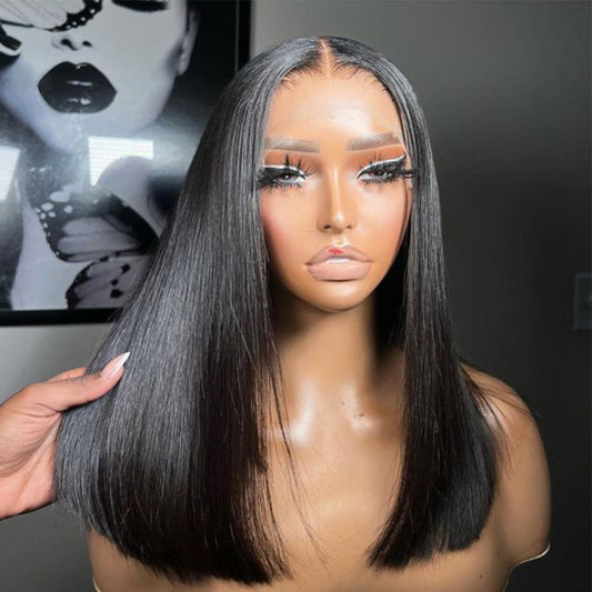 European And American Black Front Lace Wig