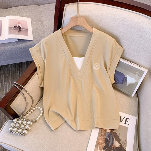 Casual Two-piece Set Sleeveless Top And Shorts