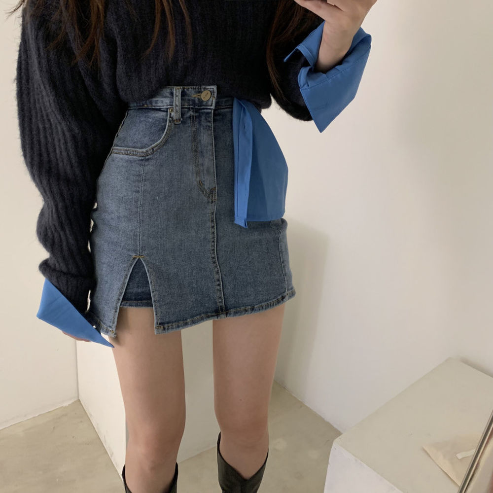 Split Notch High Waist A-Line Skirt