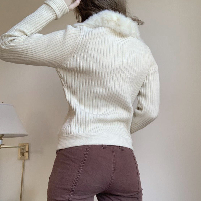 Zipper Waist-controlled Slim Fit Slimming Outer Wear Long Sleeve Hook Sweater