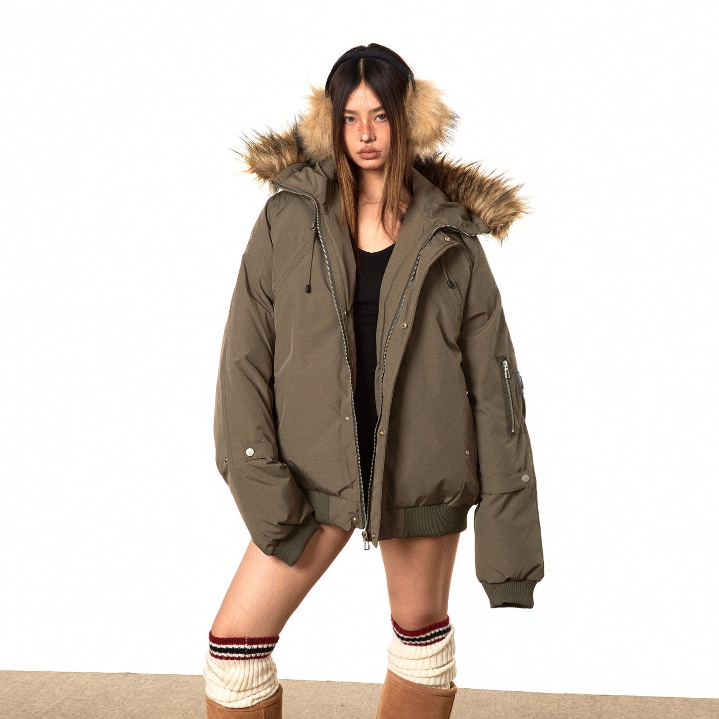 American Retro Fashion Brand Windproof Outdoor Fur Collar Cotton Clothes