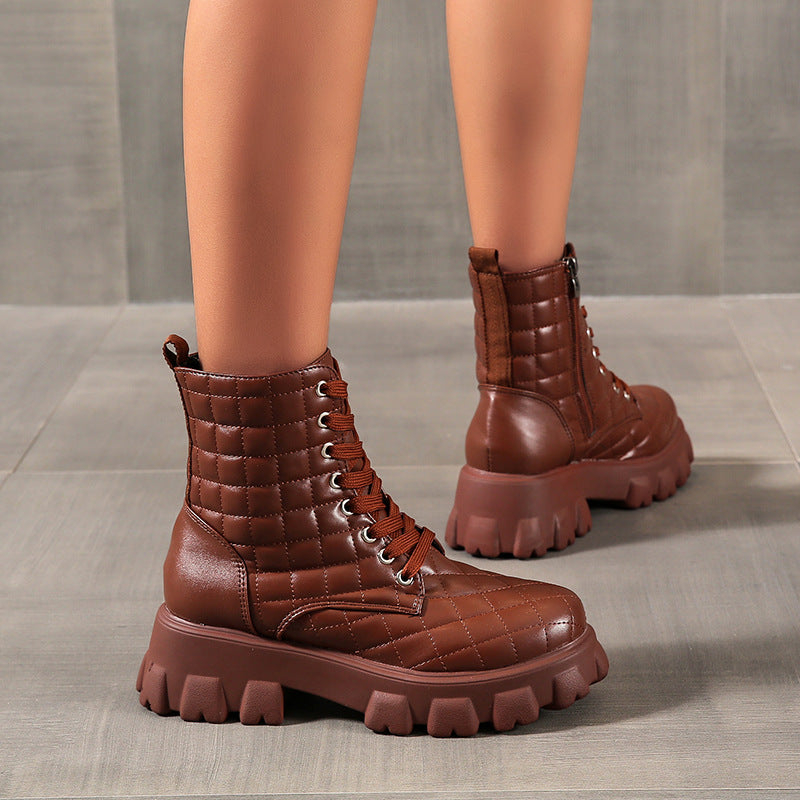 Women's Thick-soled Short Boots With Velvet Warm