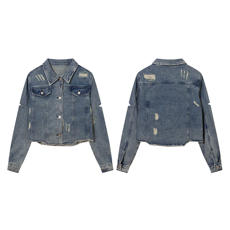 American Street Retro Ripped Denim Jacket