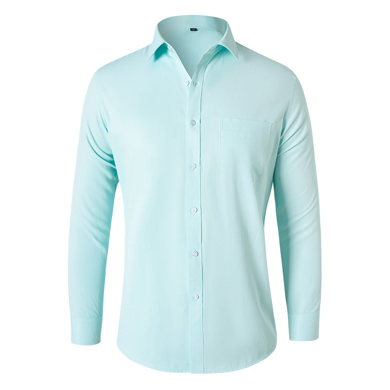 Solid Color Long Sleeve Men's Shirt Black Casual New Fashion