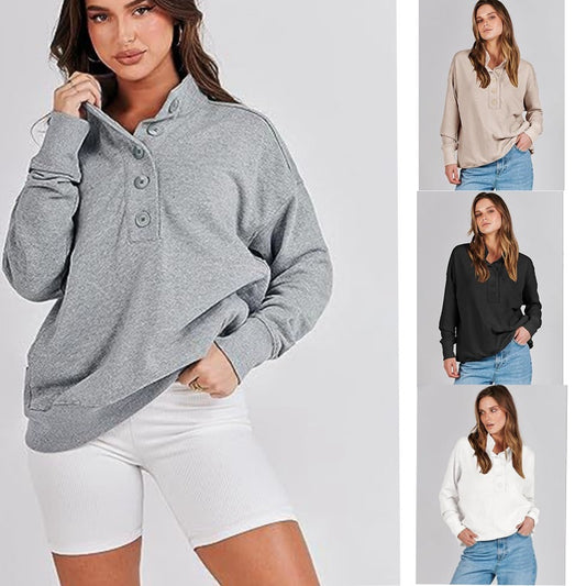 Casual Versatile Long Sleeves Patchwork Pocket Sweater