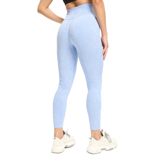 Nylonstrikkede fugttransporterende sportsfitness slim leggings til kvinder – yogabukser