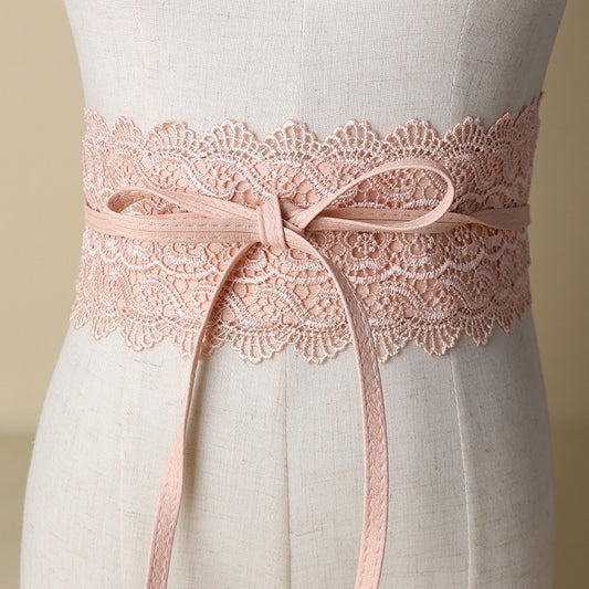 Lace Belt Dress Wide Waist Seal Black Women's Belt Belt Wide Lace Tassel Chiffon Shirt Decoration One-suit Skirt