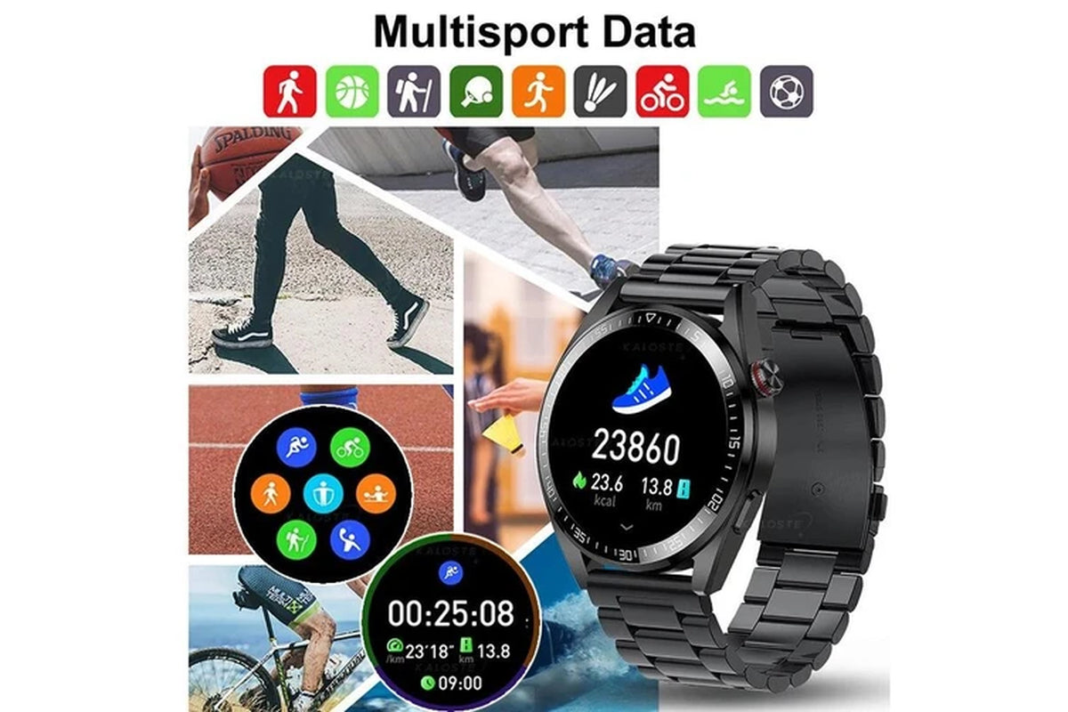 2024 New 454*454 Screen Smart Watch Men Always Display the Time Bluetooth Call 8G Local Music Link TWS Smartwatch for Huawei IOS - Silicagel Dark Grey