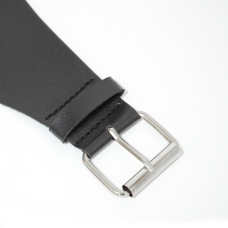 Strap faux leather black belt