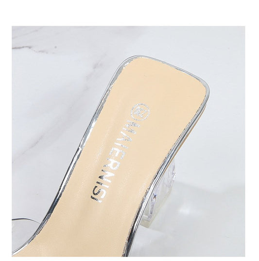 The New Rivet Word With Crystal Heel Sexy Sandals And Slippers