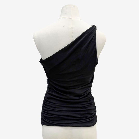 Hot Girl Style Shoulder Metal Buckle Lace-up Backless Pleated Slim-fit Top For Women
