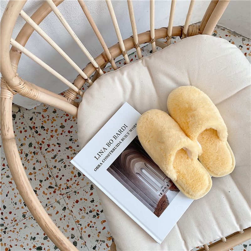 Winter indoor pure color cotton slippers