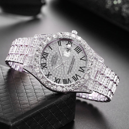 Roman Numeral Dial Steel Band Quartz Watch