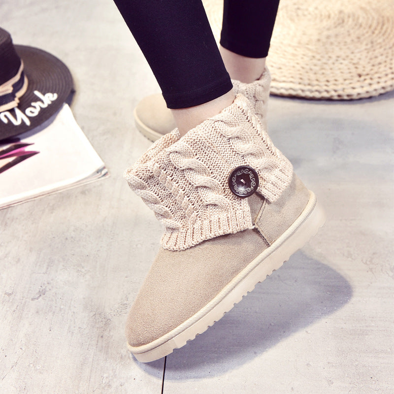 Women's With Medium Cotton Shoes And Short Boots