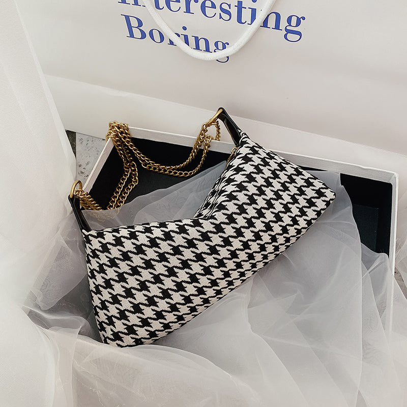Houndstooth chain bag