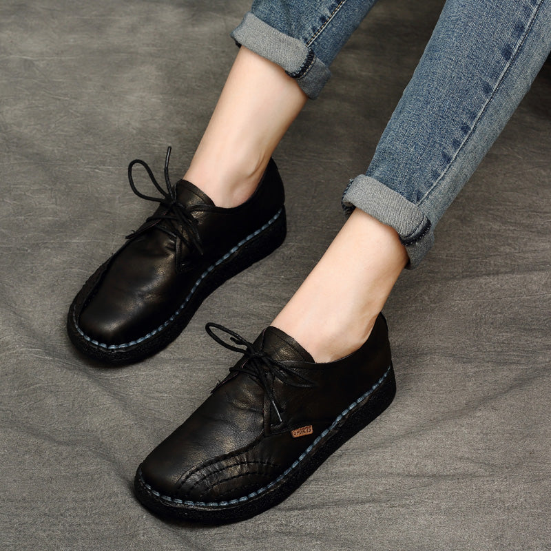 Vintage Mori Women's Leather Handmade Flat Shoes