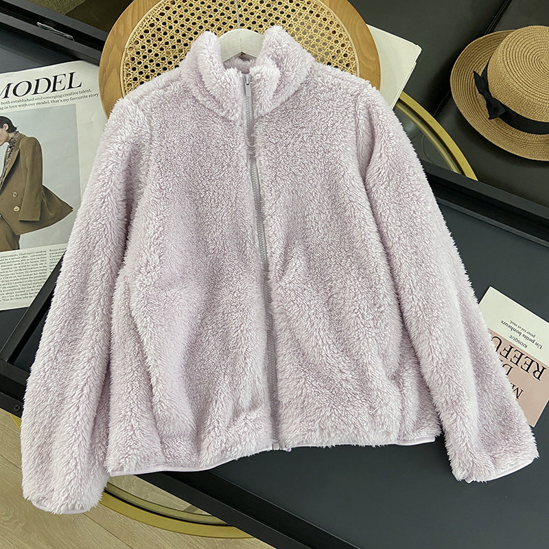 Women's Long Fleece Fleece Cardigan Zipper Coat