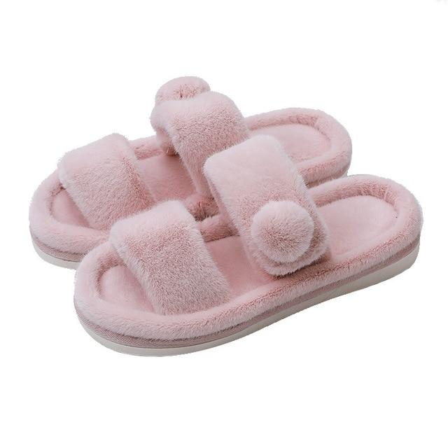 Women's cotton slippers with platform floor