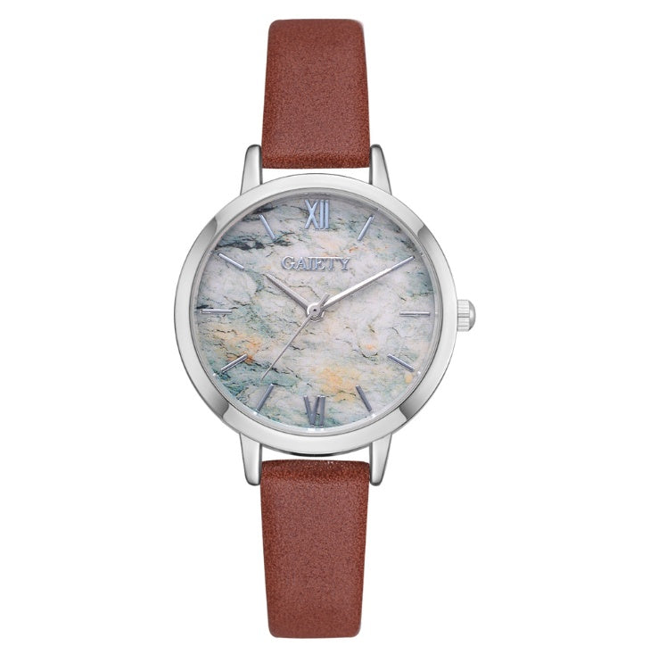 Japanese and Korean new girl student watch GAIETY marbled simple leather cute watch