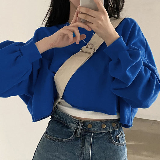 Loose-fitting Cropped Round Neck Women's Top