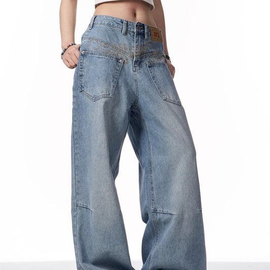 Retro vendbart slidvaskede denimjeans