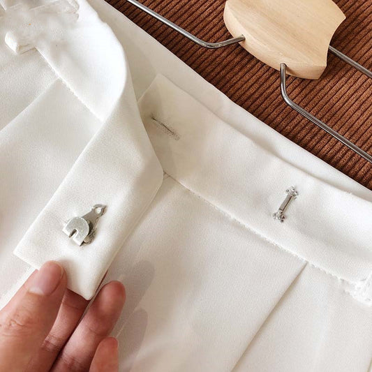 Women's High-Waist Straight Casual Wide-Leg White Suit Shorts