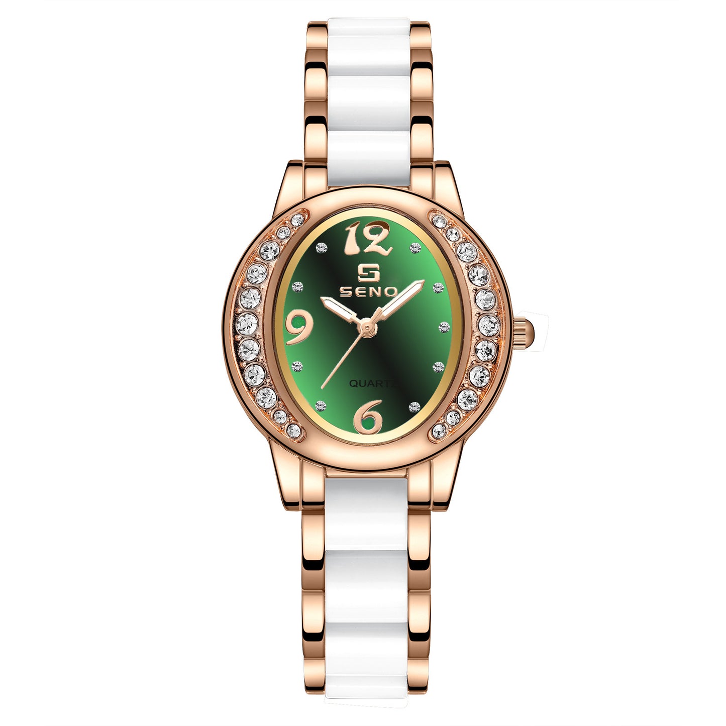 New Womens Watch Stylish Oval Diamond Encrusted Waterproof Quartz Timepiece With A Luminous Dial