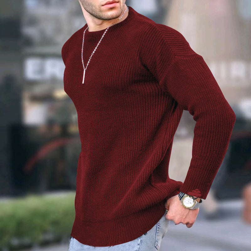European And American Men's New Fashion Plain Knitted Casual Top
