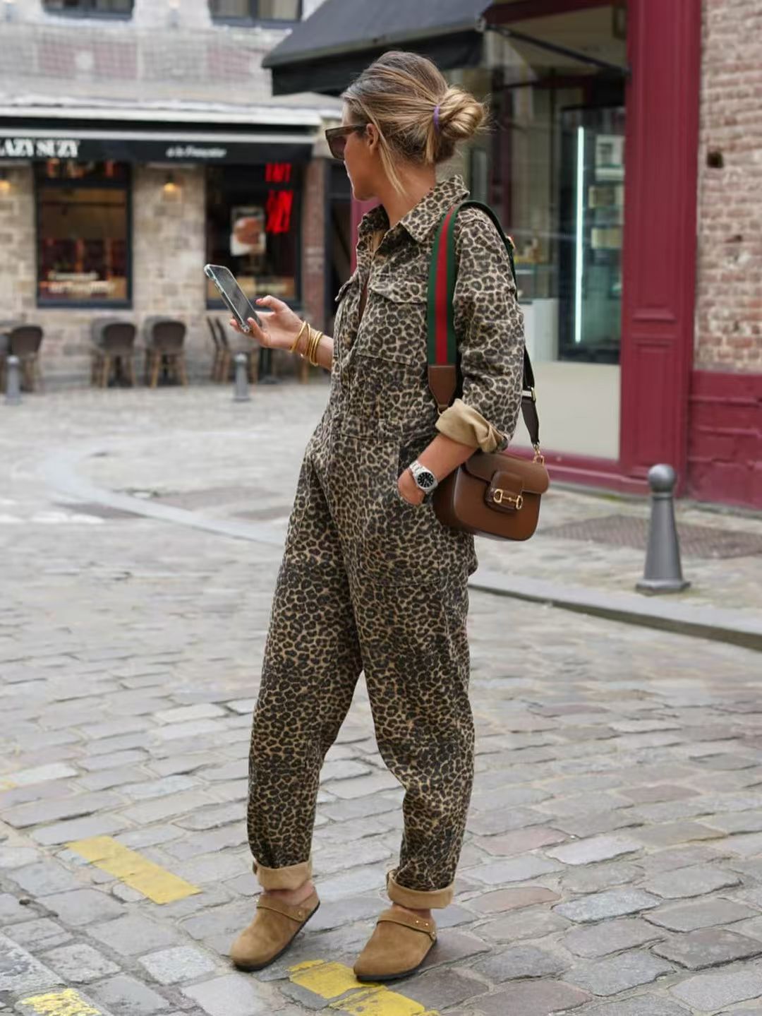 Pajama Set Stylish Preppy Leopard Print New Autumn Arrival
