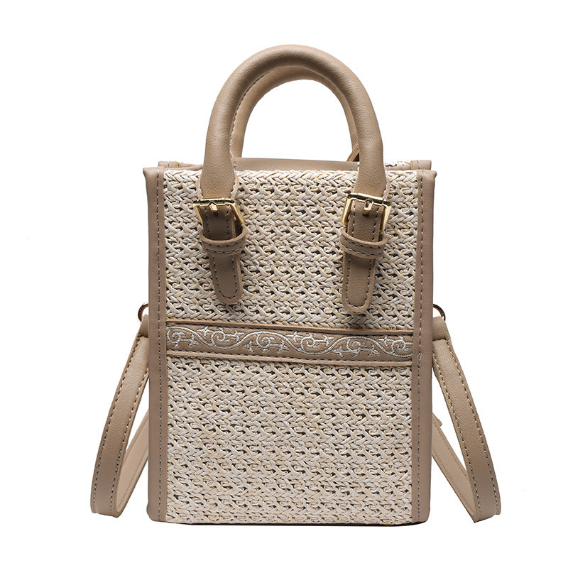 Ethnic Style One Shoulder Portable Straw Woven Bag