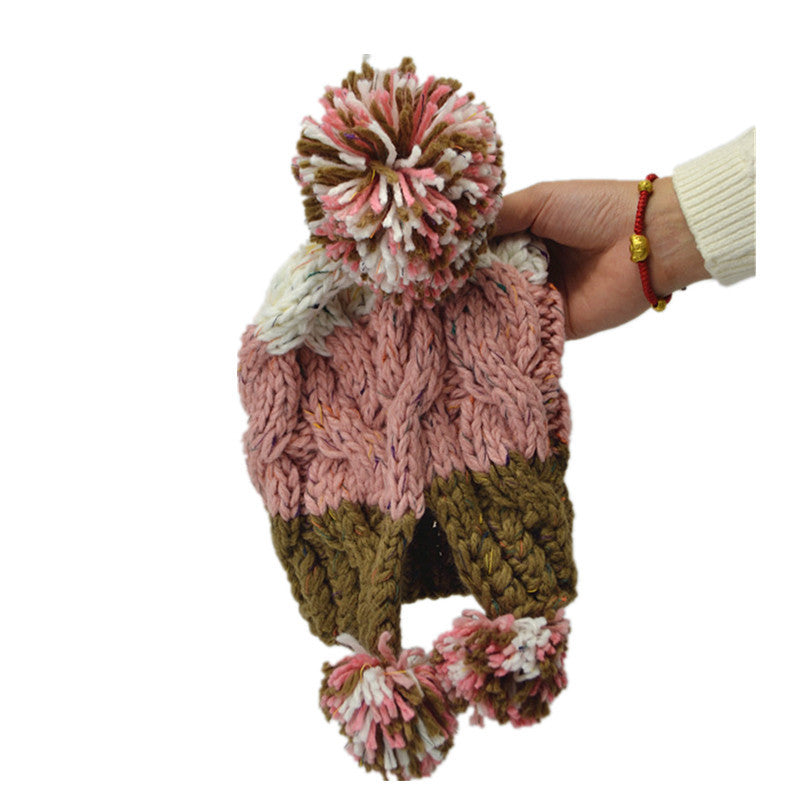 Three-color Stitching Back Wool Hat Pure Handmade