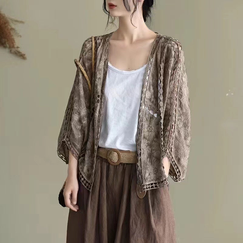 Cardigan Women Coat Lace Crochet Beach Sun Protection