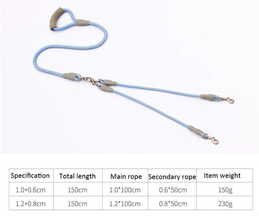 Double Dog Leash For 2 Dogs Nylon Rope Dual Leash For Small Medium Dogs With Soft Foam Handle Pet Leash Double Free