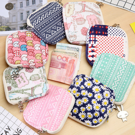 Canvas Coin Purse Cartoon Creative Cloth Storage Bag Sanitary Cotton Bag Aunt Bag Handheld Portable Women Wallet