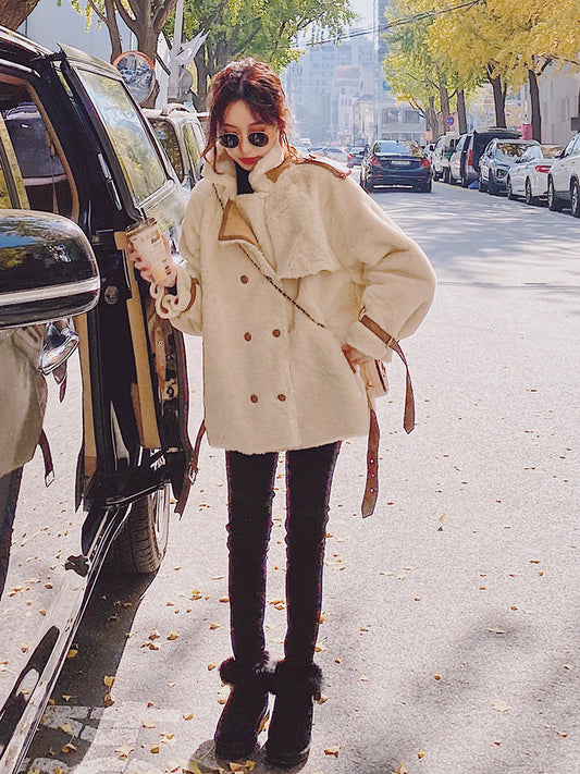 Lamb Wool Cotton Coat Women's Loose