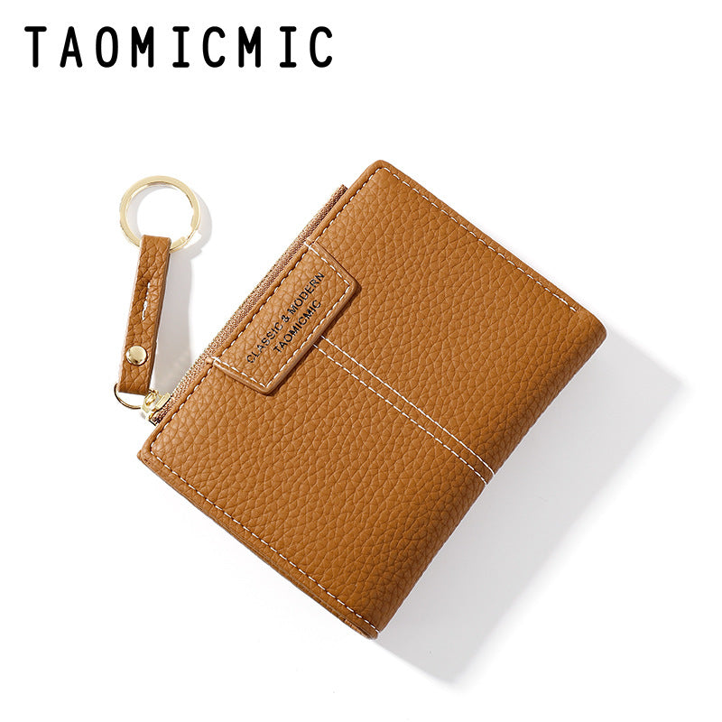 Fashion short zipper two-fold wallet women