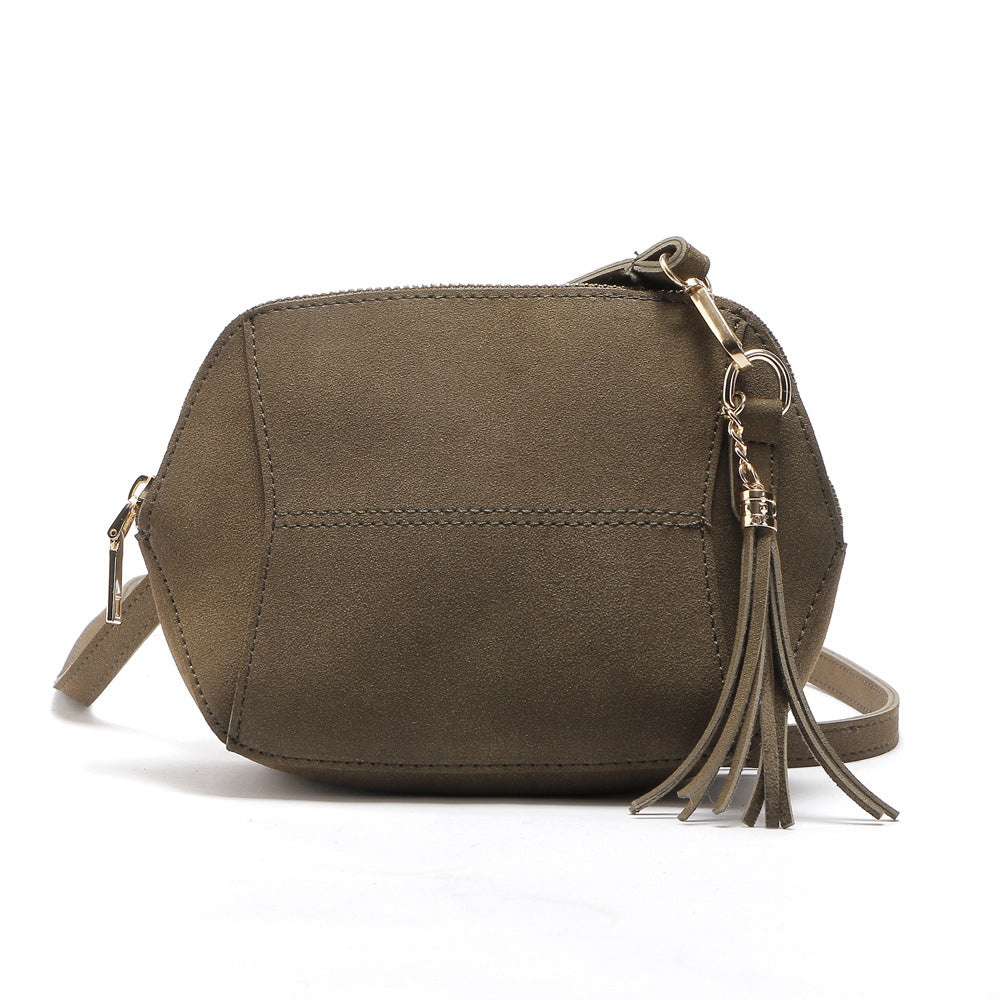 Fashionable And Simple Frosted Simulation Leather Candy Color Tassel Small Shell Bag